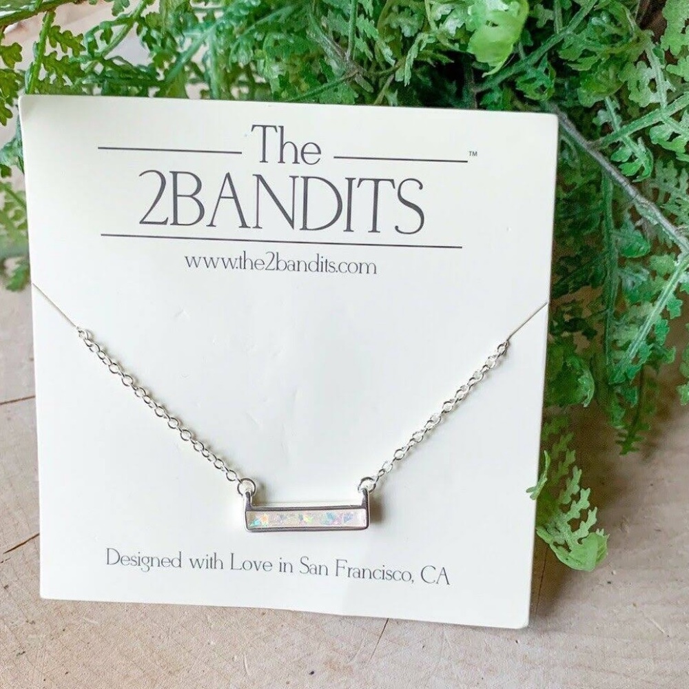 NWT 2Bandits Opal Bar Necklace
